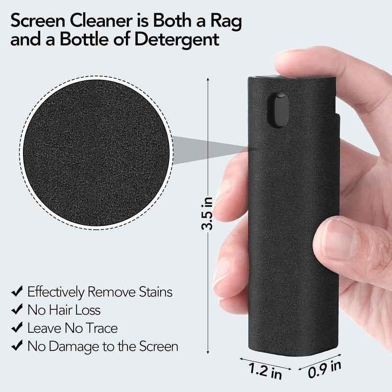 usefulpro 2 Pcs Fingerprint Proof Screen Cleaner, 3 in 1Touchscreen Mist Cleaner Spray Wipe Cleaner Screen Cleaner Soft Fiber Flannel,Safe for All Phones Glasses Tablet Laptop TV Watch Screens (Black) - Image 3